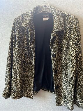 Christina Hope Leopard Blazer Jacket Women M “Mob Wife”Cheetah Animal Print VNTG